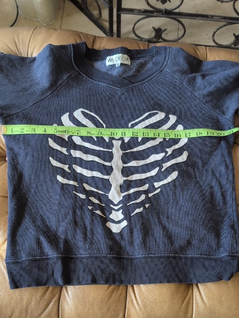 Wildfox Navy Sweatshirt with White Ribcage Heart Graphic - Picture 6 of 7